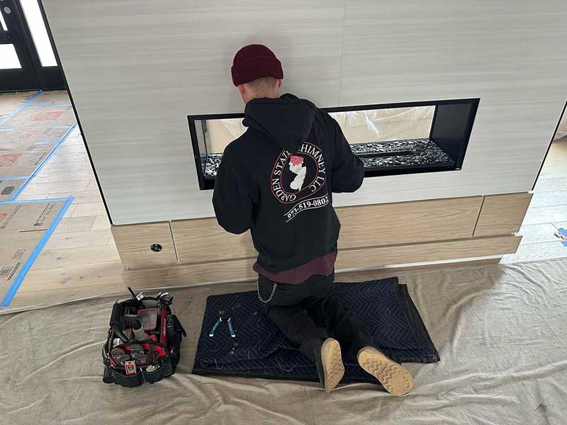 Gas fireplace service in action